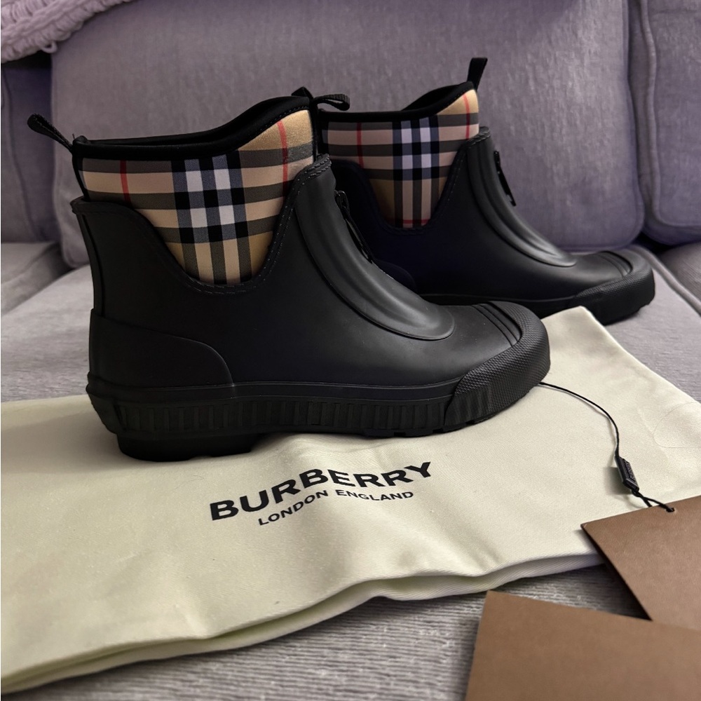Burberry Vintage Check Neoprene and Rubber Rain Boots